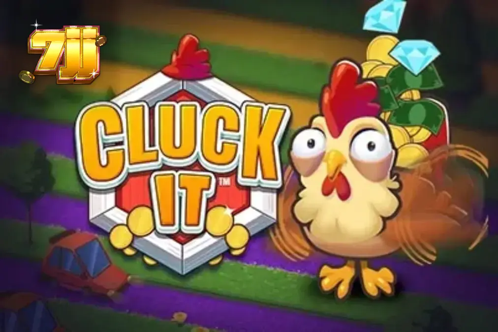 Interface colorida e temática de fazenda do jogo Cluck It